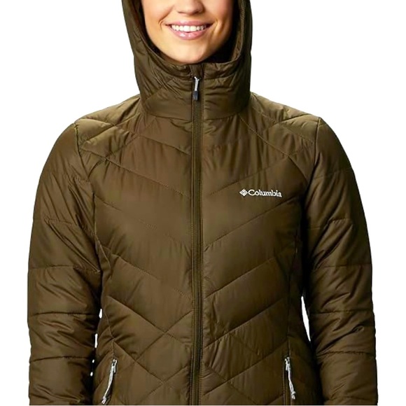 Like new Columbia Women's Brown/Olive Discontinued Hooded Jacket with Omniheat - Picture 4 of 7